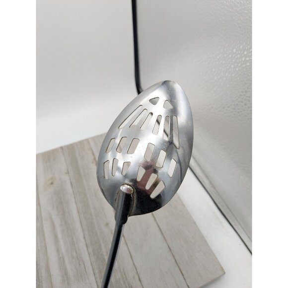 Vintage Ekco Chromium Plated Slotted Serving Spoon Wood Handle 12" - Picture 5 of 8